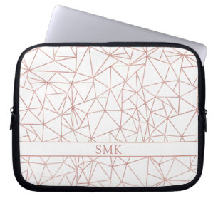 Girly Ro Gold Foil Triangular Geometric Monogram Laptop Fodral