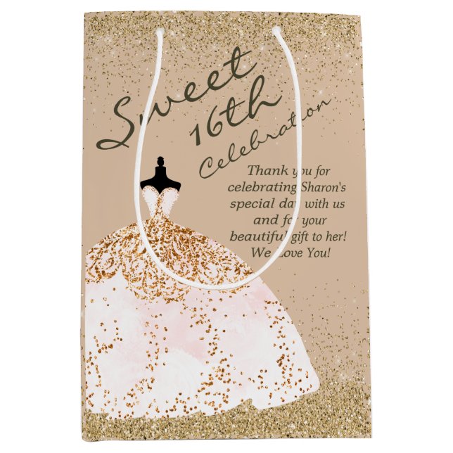 Girly Ro Guld Big Boll Gown Sweet 16:e födelsedage (Framsidan)