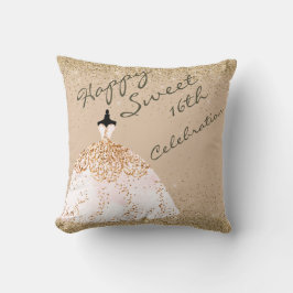 Girly Ro Guld Big Boll Gown Sweet 16:e födelsedage Kudde