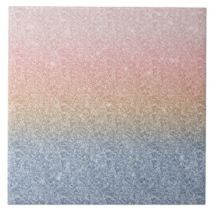 Girly  Ro Guld Blue Ombre Glitter Sparkles Kakelplatta