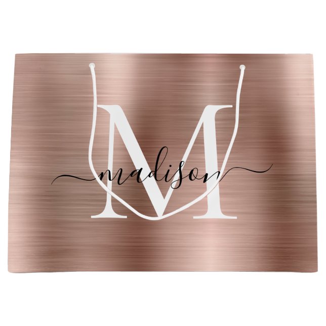 Girly Ro Guld Brushed Metall Monogram-skript Namn (Framsidan)