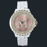Girly Ro Guld Brushed Metall Monogram-skript Namn Armbandsur<br><div class="desc">Girly Ro Guld Brushed Metall Monogram Namn Watch</div>