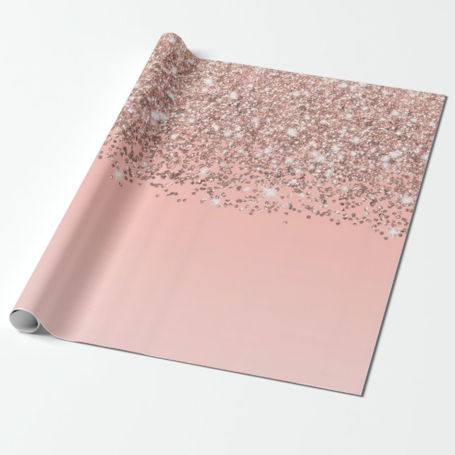 Girly Ro Guld Confetti Rosa Gradient Ombre Presentpapper (Utrullad)