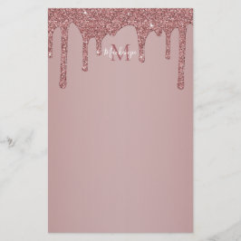 Girly Ro Guld-drivning Glitter Monogram Brevpapper