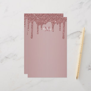 Girly Ro Guld-drivning Glitter Monogram Brevpapper