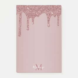 Girly Ro Guld-drivning Glitter Monogram Post-it Block