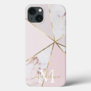 Girly Ro Guld Geometric Monogram iPhone 13
