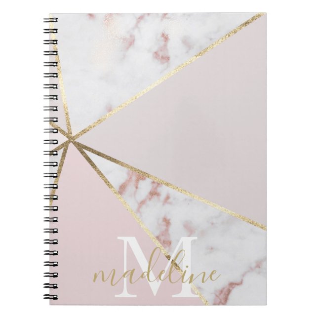 Girly Ro Guld  geometrisk monogrammad Anteckningsbok (Framsidan)