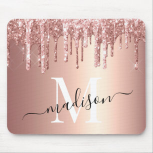 Girly Ro Guld Glitter Drip Foil Monogram Musmatta