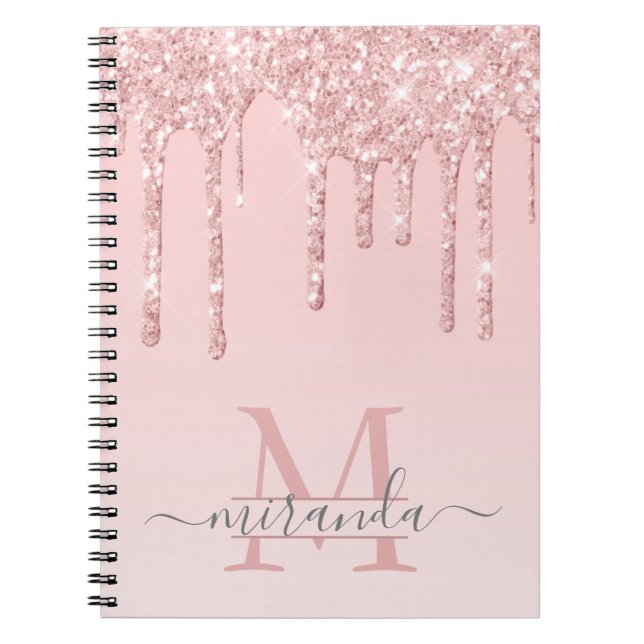 Girly Ro Guld Glitter driver Monogram om Anteckningsbok (Framsidan)