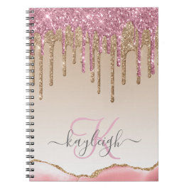 Girly Ro Guld Glitter driver Monogram om Anteckningsbok