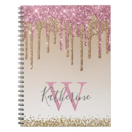 Girly Ro Guld Glitter driver Monogram om Anteckningsbok