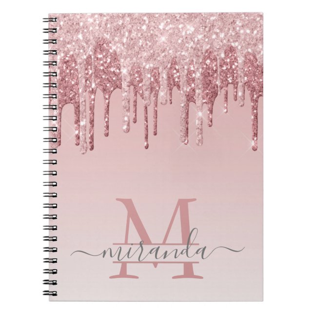 Girly Ro Guld Glitter driver Monogram om Anteckningsbok (Framsidan)