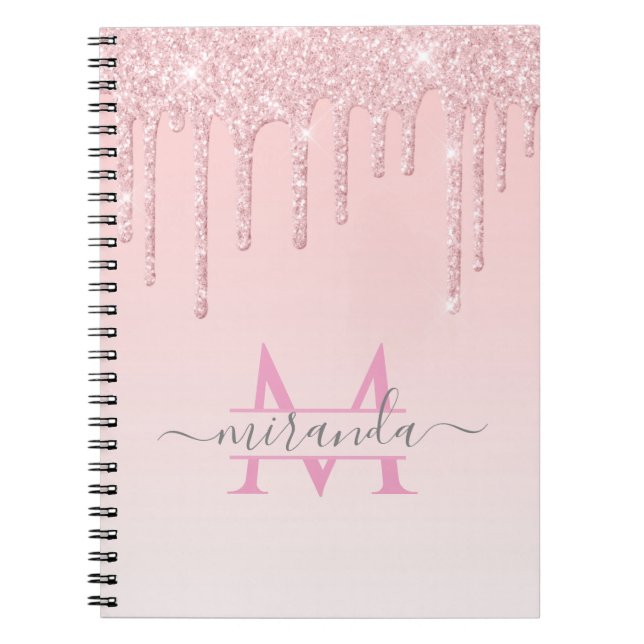 Girly Ro Guld Glitter driver Monogram om Anteckningsbok (Framsidan)