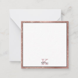 Girly Ro Guld Glitter Gnistra Monogram Namn Anteckningskort