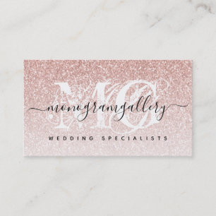 Girly Ro Guld Glitter Luxe Glam Monogram Visitkort
