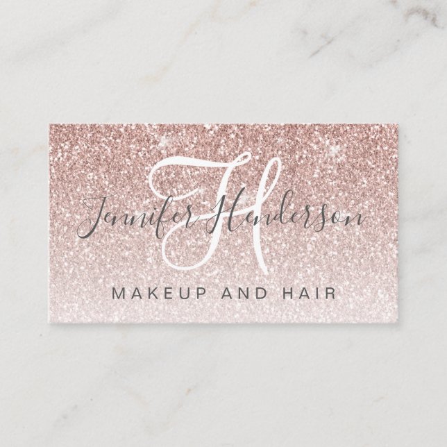 Girly Ro Guld Glitter Makeup Artist Hair Salon Visitkort (Framsida)