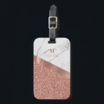 Girly Ro Guld Glitter | Marble Monogram Bagagebricka<br><div class="desc">När du reser i stil med personligen ro guld glitter och marmorens monogramdesign kommer du alltid att kunna hitta i bagaget på karusellen. Lägg bara till ditt namn i mallen.</div>