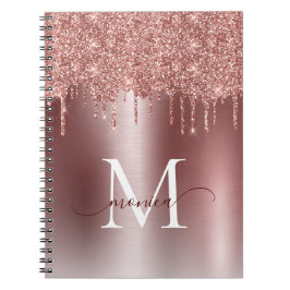 Girly Ro Guld Glitter Monogram Namn Anteckningsbok