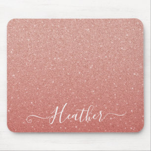 Girly Ro Guld Glitter Monogram Namn Musmatta