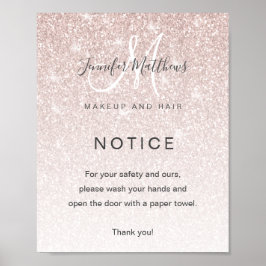 Girly Ro Guld Glitter Salon COVID19 Tvättar Händer Poster