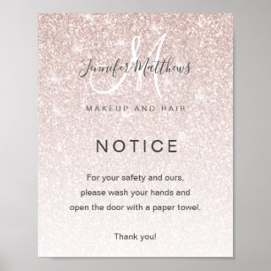Girly Ro Guld Glitter Salon COVID19 Tvättar Händer Poster