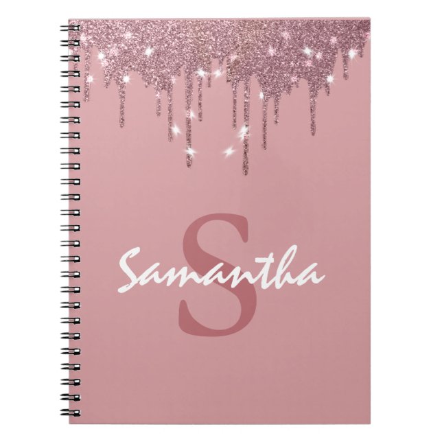 Girly Ro Guld Gnistra Glitter driver Monogram Anteckningsbok (Framsidan)