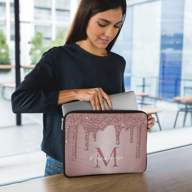 Girly Ro Guld Gnistra Glitter driver Monogram Laptop Fodral (Skapare uppladdad)