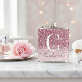 Girly Ro Guld Gnistra Ombre Glitter Monogram Fickplunta