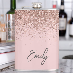 Girly Ro Guld Rosa Glitter Monogram Fickplunta