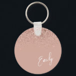 Girly Ro Guld  Rosa Glitter Monogram Keycha Nyckelring<br><div class="desc">Ro Guld -  Rosa Gnistra Glitter Skriptmonogram Namn nyckelringar (Nyckelring). Det gör perfekten söt 16-årsjubileum,  bröllop,  möhippa,  årsdag,  babydusch eller bachelorette-fest för någon som glam lyxen och chic stilar i kärlek.</div>