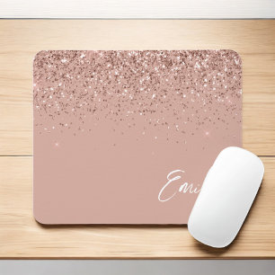 Girly Ro Guld -  Rosa Glitter Monogram Mous Musmatta
