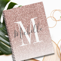 Girly Ro Guld Rosa Glitter Monogram Namn