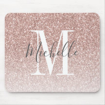 Girly Ro Guld  Rosa Glitter Monogram Namn
