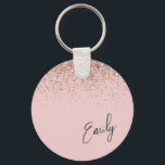 Girly Ro Guld  Rosa Glitter Monogram Nyckelring<br><div class="desc">Ro Guld -  Rosa Gnistra Glitter Skriptmonogram Namn nyckelringar (Nyckelring). Det gör perfekten söt 16-årsjubileum,  bröllop,  möhippa,  årsdag,  babydusch eller bachelorette-fest för någon som glam lyxen och chic stilar i kärlek.</div>