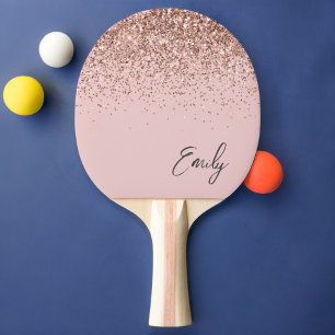 Girly Ro Guld Rosa Glitter Monogram Pingisracket