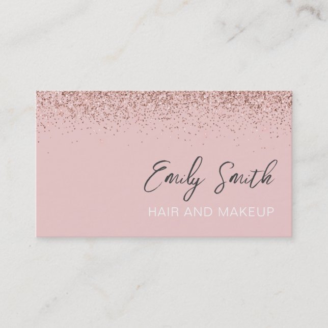 Girly Ro Guld  Rosa Glitter Visitkort (Framsida)