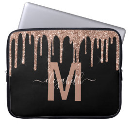 Girly Ro Guld som kör Glitter Monogram Namn Laptop Fodral