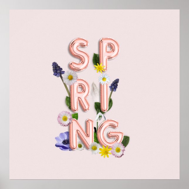 Girly Ro Guld Trendig Flower VÅR Poster (Framsidan)