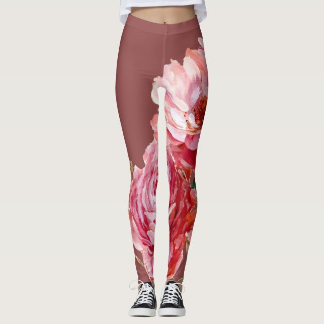 Girly ro mörk damsty rosa aktiv bära leggings (Framsida)