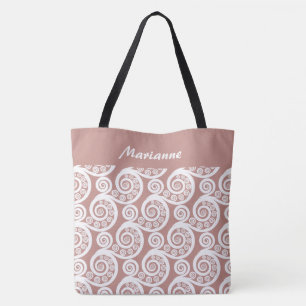 Girly Ro-Rosa Abstrakt Fern Lövs Namn Tote Bag Tygkasse