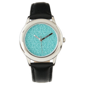 Girly, Roligt Aqua Blue Glitter tryckt Armbandsur