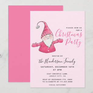 Girly Roligt Gnome Personlig Rosa jul Inbjudningar