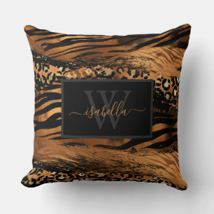 Girly Roligt Modern Copper Glitter Script Monogram Kudde