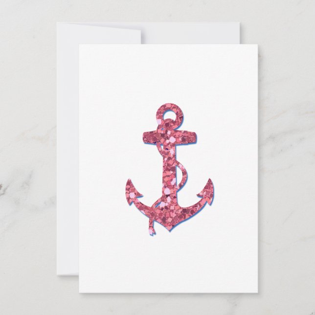 Girly, Roligt, Rosa Glitter Anchor tryckt (Framsida)