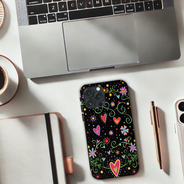 Girly Roligt Tonåring Trendig Black Blommigt Inspi (Skapare uppladdad)