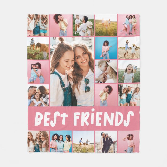 Girly rosa 20-foto, bästa vän, modern enkel flee fleecefilt (Framsidan)