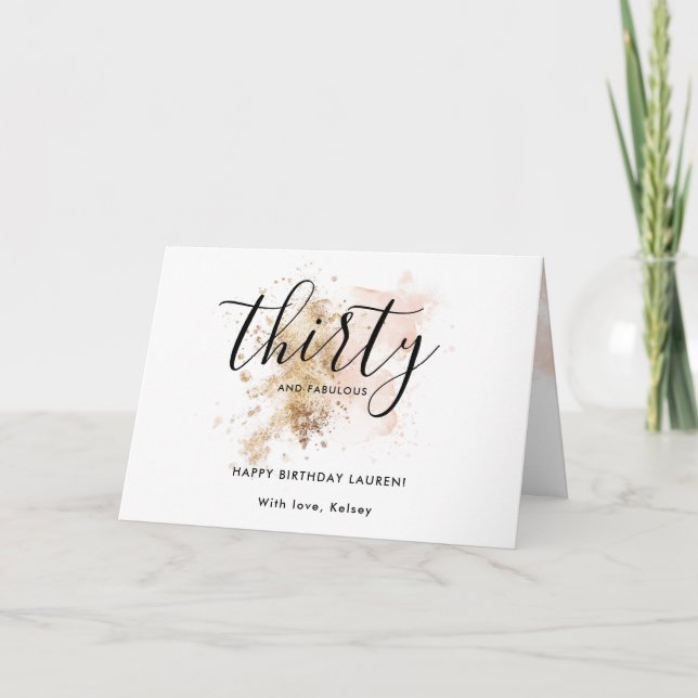 Girly Rosa 30 och Fabulous 30års födelsedag Kort (Framsida)