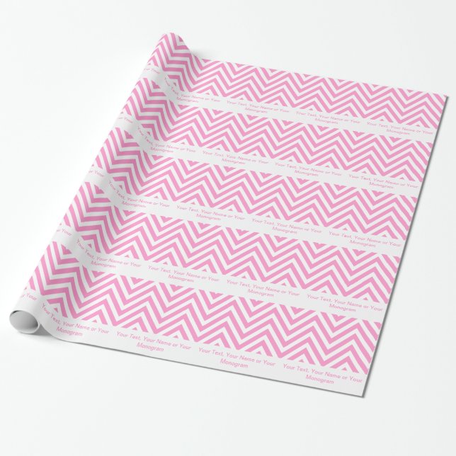 Girly Rosa and White Chevron | Personlig Presentpapper (Utrullad)