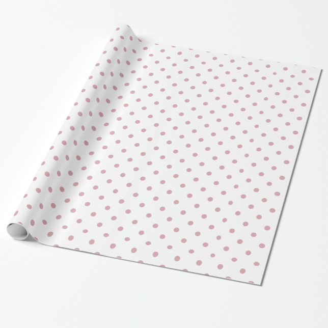 Girly Rosa and White Dots Presentpapper (Utrullad)